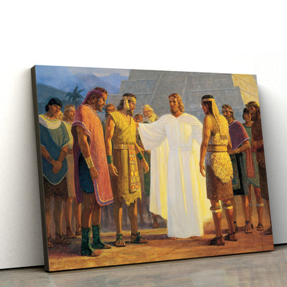 Christ With Three Nephite Disciples Canvas Wall Art - Christian Canvas Pictures - Religious Canvas Wall Art