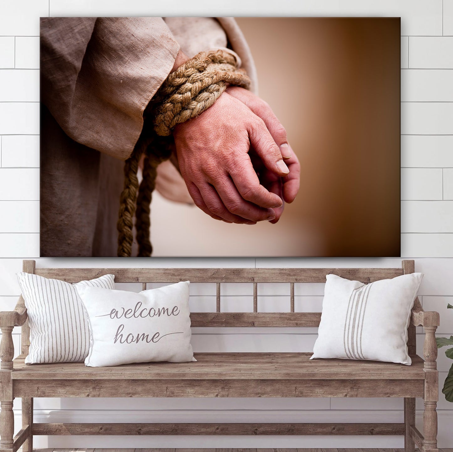 Christ’s Hands Being Bound Canvas Wall Art - Easter Wall Art - Christian Canvas Wall Art