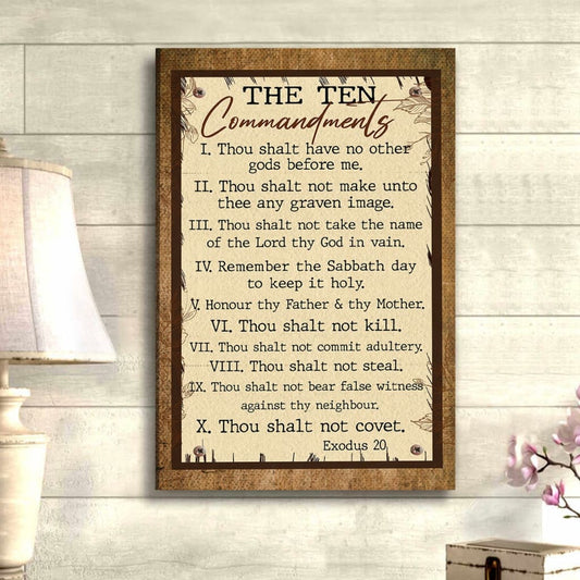 Christian 10 Commandments Canvas Art - Bible Verse Canvas - Scripture Wall Art