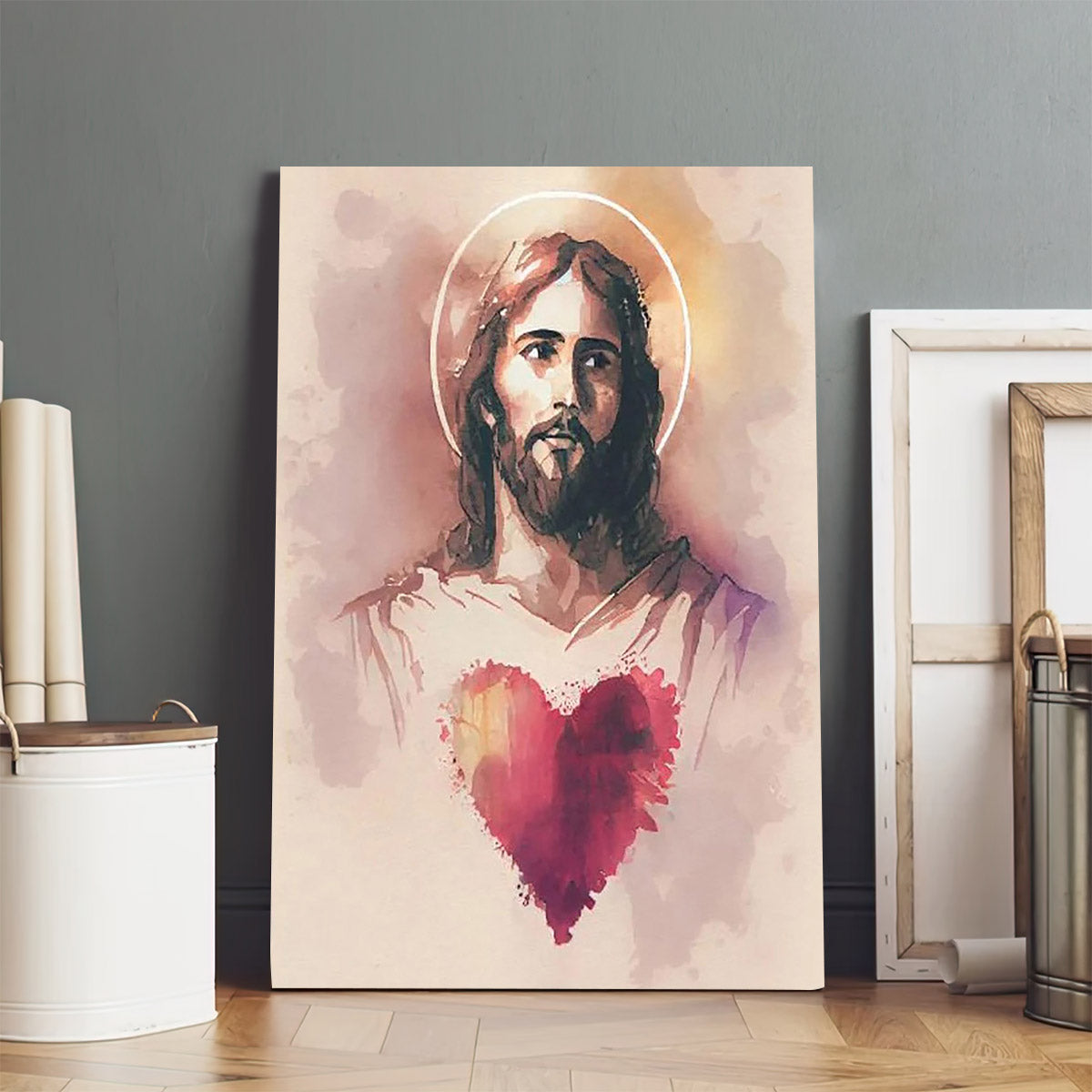 Christian Art Jesus Heart Jesus Portrait Jesus Painting - Jesus Canvas Art - Christian Wall Canvas