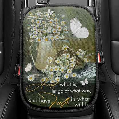 Christian Be Strong And Courageous Joshua 19 Seat Box Cover, Bible Verse Car Center Console Cover, Scripture Car Interior Accessories