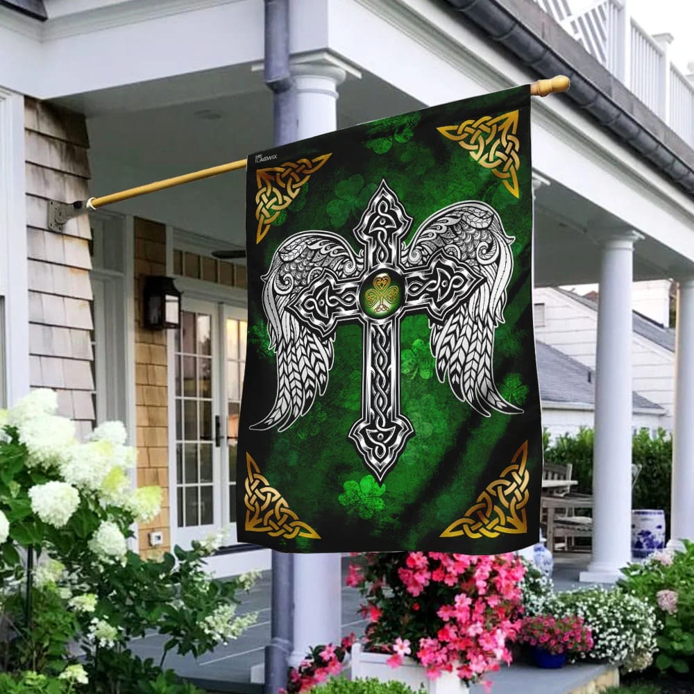 Christian Celtic Cross Saint Patrick's Day Irish House Flag - St Patrick's Day Garden Flag - St. Patrick's Day Decorations