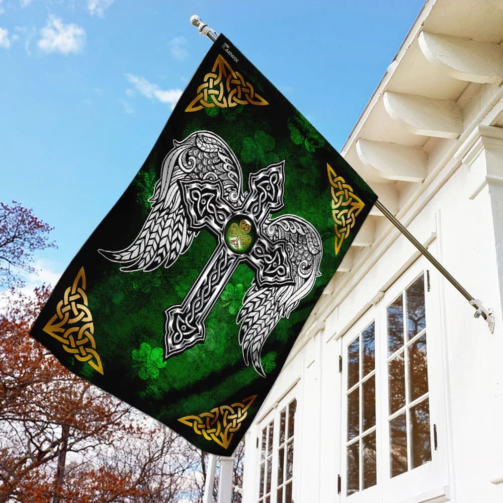 Christian Celtic Cross Saint Patrick's Day Irish House Flag - St Patrick's Day Garden Flag - St. Patrick's Day Decorations