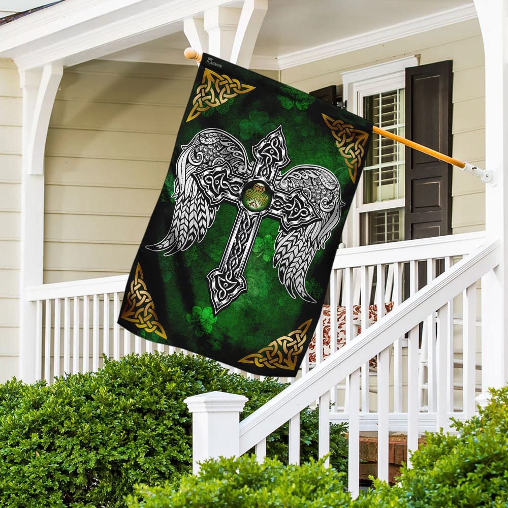 Christian Celtic Cross Saint Patrick's Day Irish House Flags - Christian Garden Flags - Outdoor Christian Flag