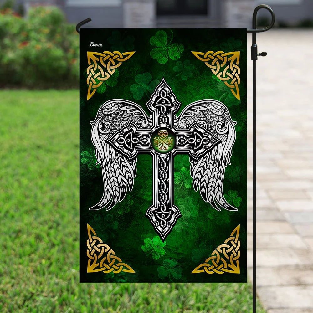 Christian Celtic Cross Saint Patrick's Day Irish House Flags - Christian Garden Flags - Outdoor Christian Flag