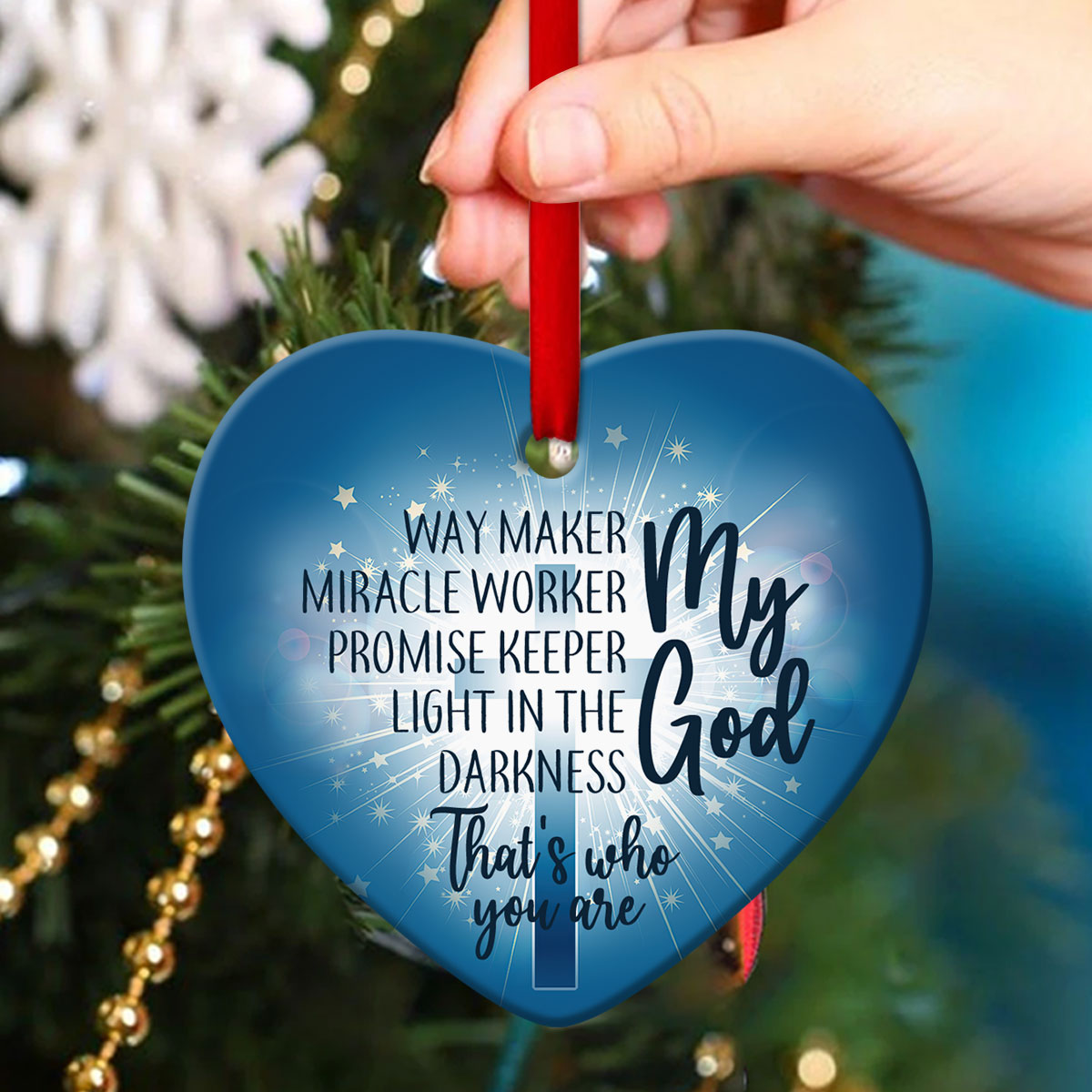 Christian Ceramic Heart Ornament - My God That‘s Who You Are - Christian Hanging Gift