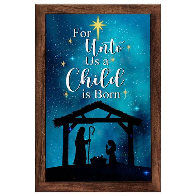 Christian Christmas For Unto Us A Child Is Born Christmas Canvas Art - Bible Verse Canvas - Scripture Wall Art