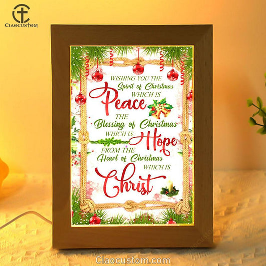 Christian Christmas Gifts Peace Hope Christ Christmas Frame Lamp Prints - Bible Verse Wooden Lamp - Scripture Night Light