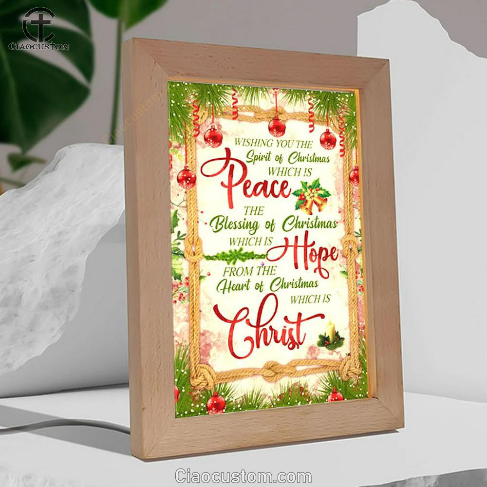Christian Christmas Gifts Peace Hope Christ Christmas Frame Lamp Prints - Bible Verse Wooden Lamp - Scripture Night Light