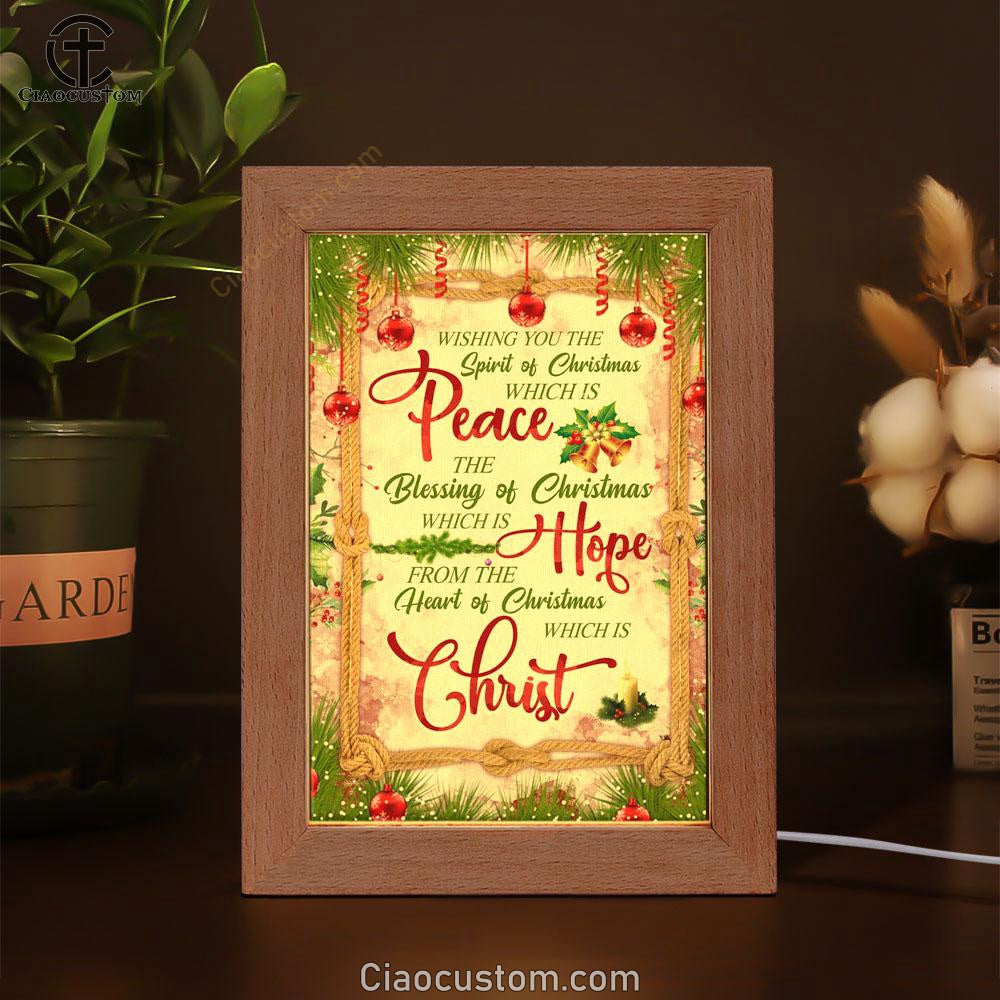 Christian Christmas Gifts Peace Hope Christ Christmas Frame Lamp Prints - Bible Verse Wooden Lamp - Scripture Night Light