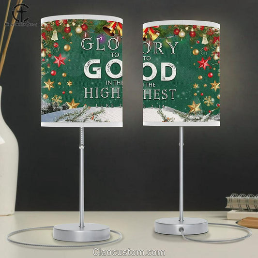 Christian Christmas Lamp Art Glory To God In The Highest Luke 214 Table Lamp Print - Christian Room Decor