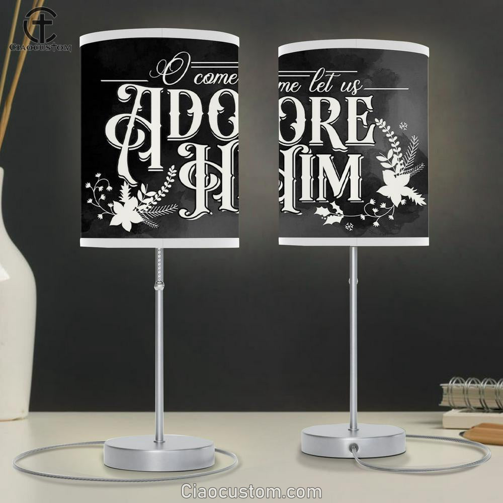 Christian Christmas Lamp Art O Come Let Us Adore Him Table Lamp Print - Christian Room Decor