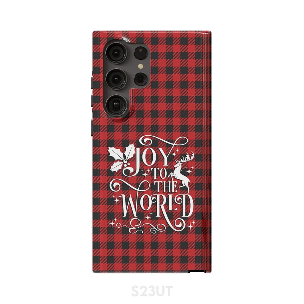 Christian Christmas Phone Case - Joy To The World Buffalo Plaid Phone Case - Bible Verse Phone Cases Samsung