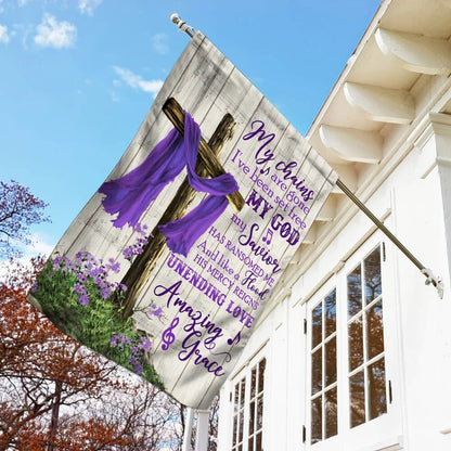 Christian Cross Amazing Grace Purple House Flags - Christian Garden Flags - Outdoor Christian Flag