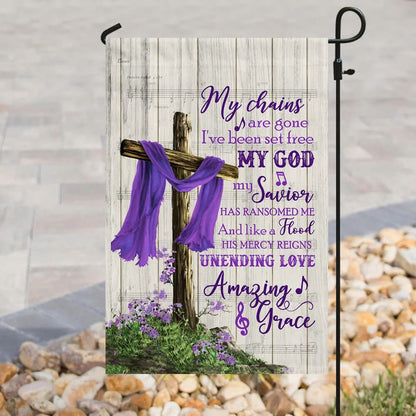 Christian Cross Amazing Grace Purple House Flags - Christian Garden Flags - Outdoor Christian Flag