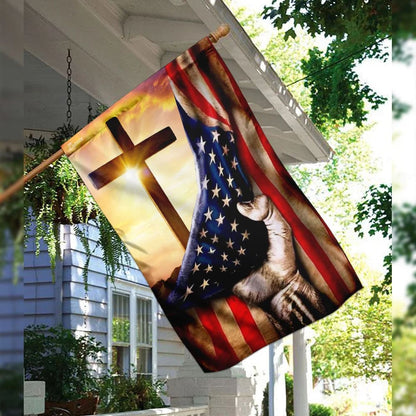 Christian Cross America US House Flags - Christian Garden Flags - Outdoor Christian Flag
