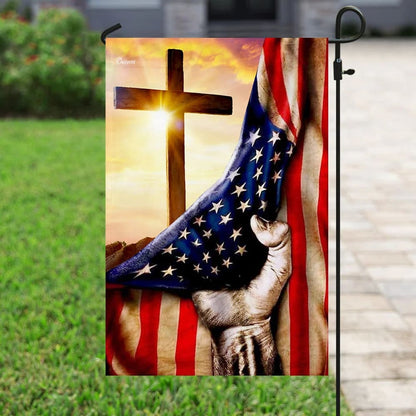 Christian Cross America US House Flags - Christian Garden Flags - Outdoor Christian Flag