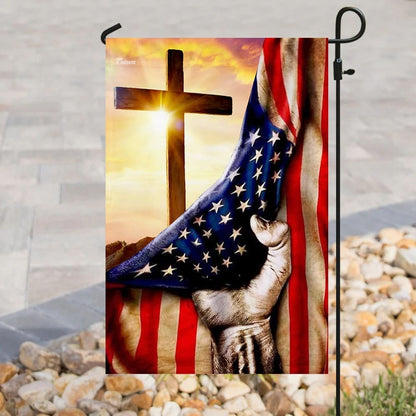 Christian Cross America US House Flags - Christian Garden Flags - Outdoor Christian Flag