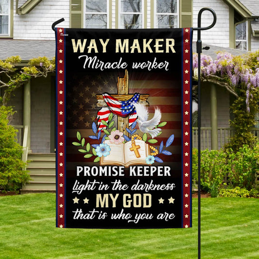 Christian Cross American Flag Way Maker Miracle Worker My God That Is Who You Are Flag
