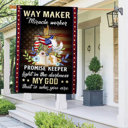 Christian Cross American Flag Way Maker Miracle Worker My God That Is Who You Are Flag