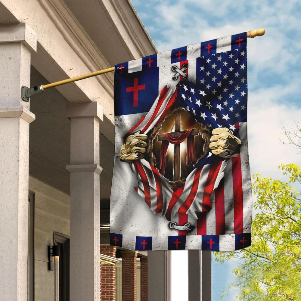 Christian Cross American House Flags - Christian Garden Flags - Outdoor Christian Flag