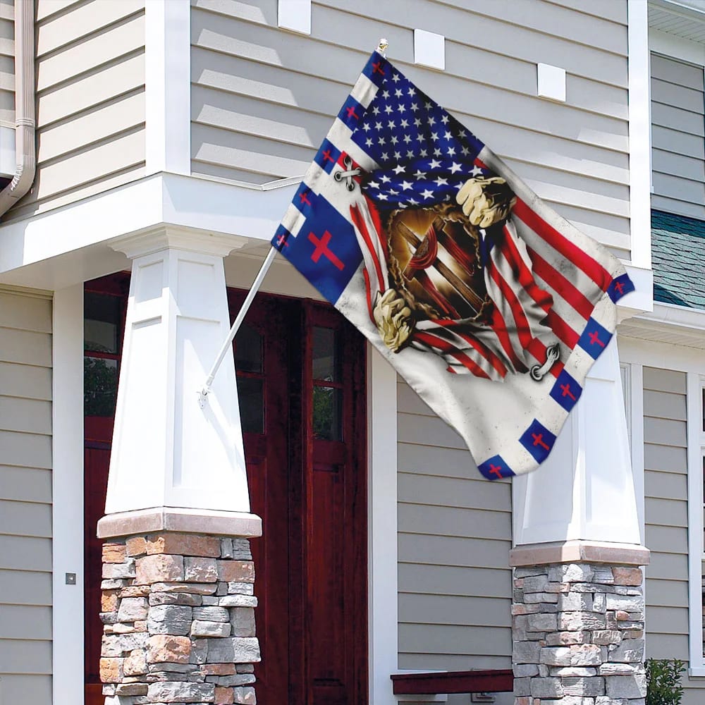 Christian Cross American House Flags - Christian Garden Flags - Outdoor Christian Flag