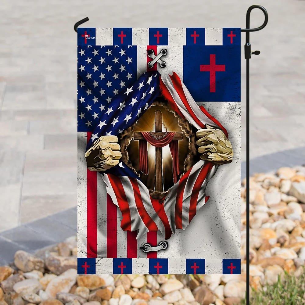 Christian Cross American House Flags - Christian Garden Flags - Outdoor Christian Flag