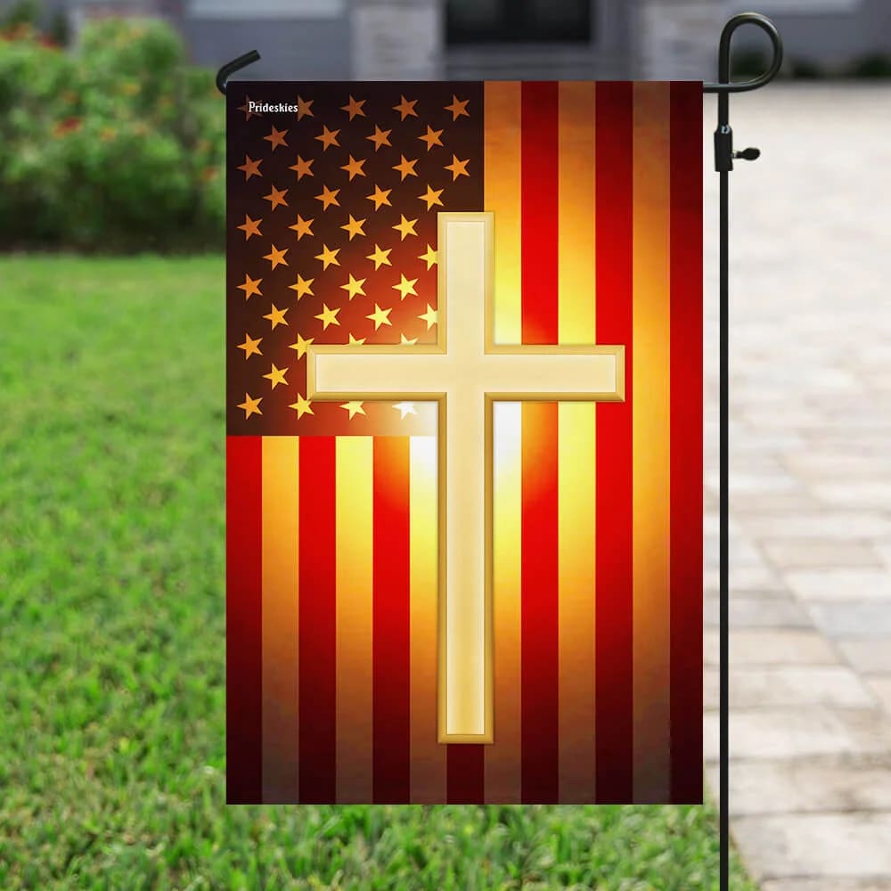 Christian Cross American US House Flags - Christian Garden Flags - Outdoor Christian Flag