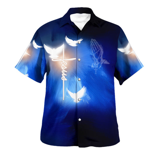 Christian Cross And White Doves Hawaiian Shirt - Christian Hawaiian Shirt - Religious Hawaiian Shirts