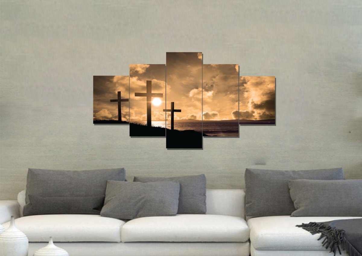Christian Cross At Sunrise Sunset Canvas - Christian Canvas Wall Art