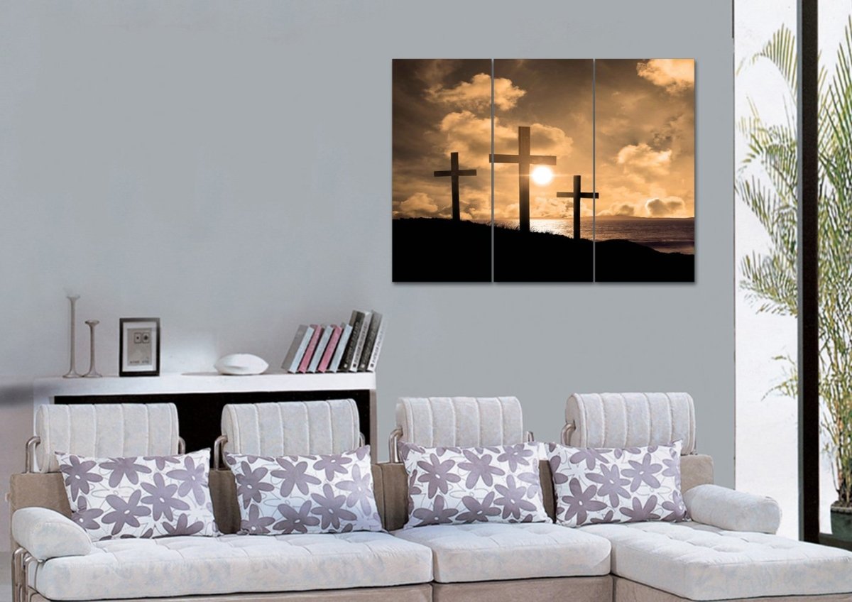 Christian Cross At Sunrise Sunset Canvas - Christian Canvas Wall Art