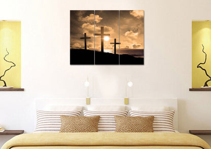Christian Cross At Sunrise Sunset Canvas - Christian Canvas Wall Art