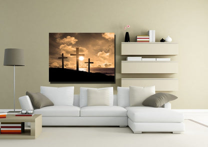 Christian Cross At Sunrise Sunset Canvas - Christian Canvas Wall Art