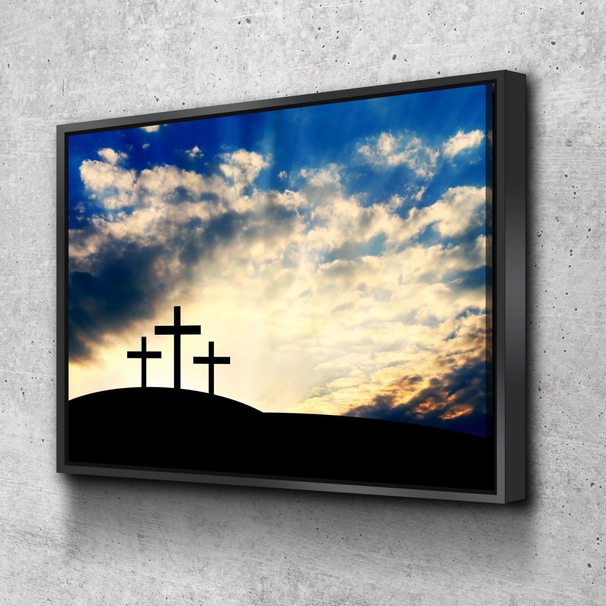 Christian Cross At Sunrise Sunset Wall Art Canvas - Christian Canvas Wall Art