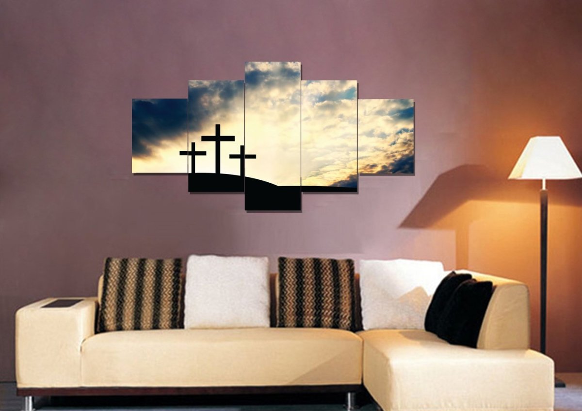 Christian Cross At Sunrise Sunset Wall Art Canvas - Christian Canvas Wall Art