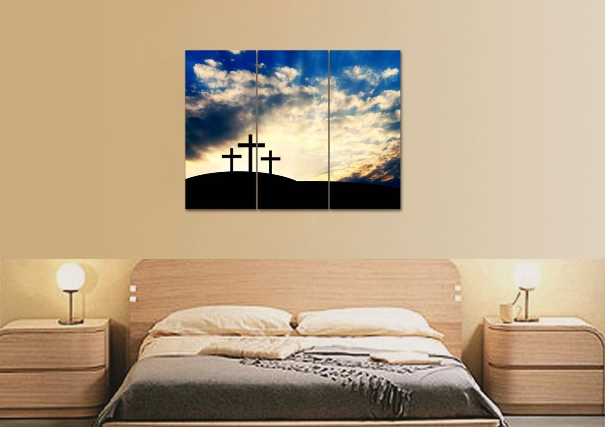 Christian Cross At Sunrise Sunset Wall Art Canvas - Christian Canvas Wall Art