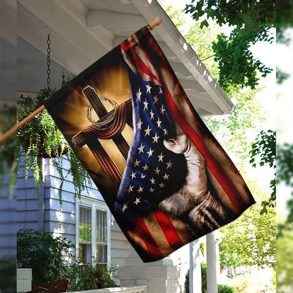 Christian Cross Crown Jesus House Flags - Christian Garden Flags - Outdoor Christian Flag