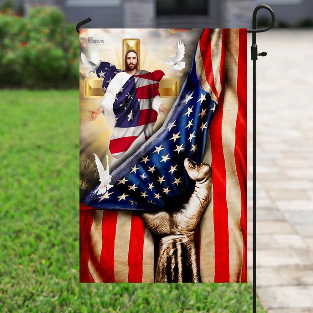 Christian Cross God Bless America Garden Flag - Outdoor Christian Flag - Religious Flags