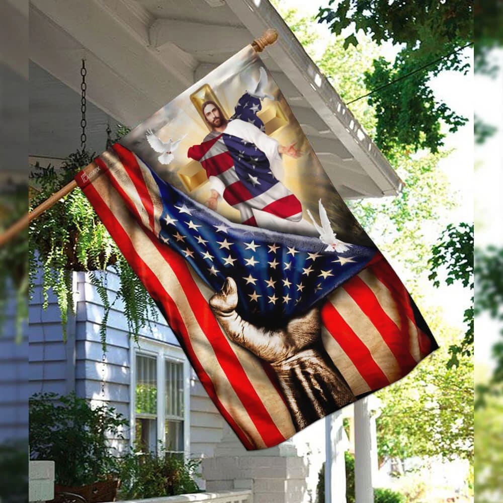 Christian Cross God Bless America Garden Flag - Outdoor Christian Flag - Religious Flags