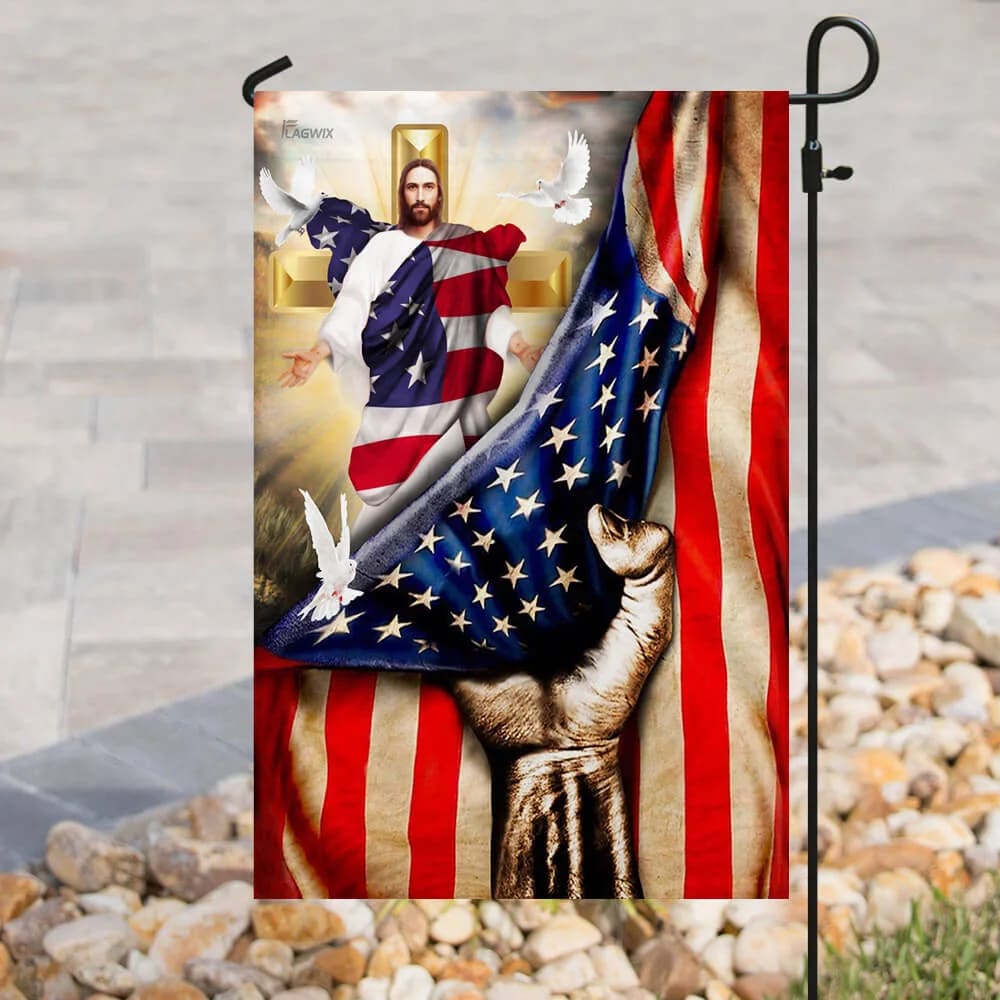 Christian Cross God Bless America Garden Flag - Outdoor Christian Flag - Religious Flags