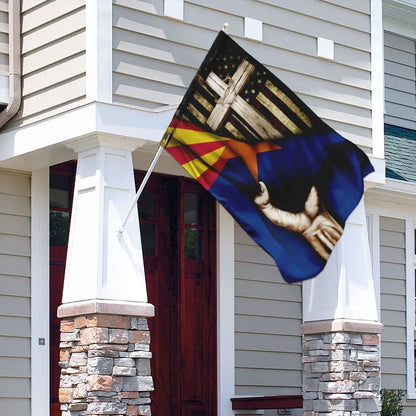 Christian Cross Hand Jesus Arizona Flag - Outdoor Christian House Flag - Christian Garden Flags