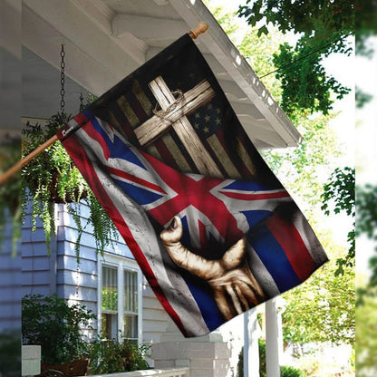 Christian Cross Hawaii Flag - Outdoor Christian House Flag - Christian Garden Flags