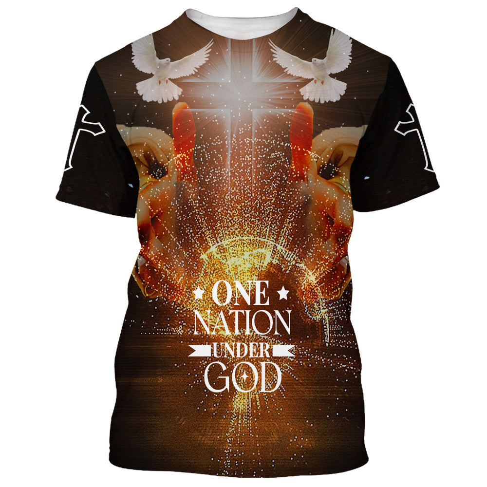 Christian Cross Jesus One Nation Under God 3d All Over Print Shirt - Christian 3d Shirts For Men Women