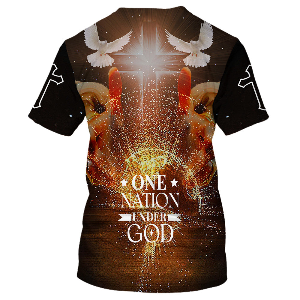 Christian Cross Jesus One Nation Under God 3d All Over Print Shirt - Christian 3d Shirts For Men Women