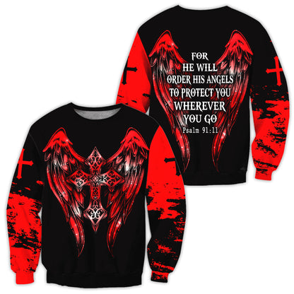 Christian Cross With Angle Wings Jesus - Christian Sweatshirt For Women & Men