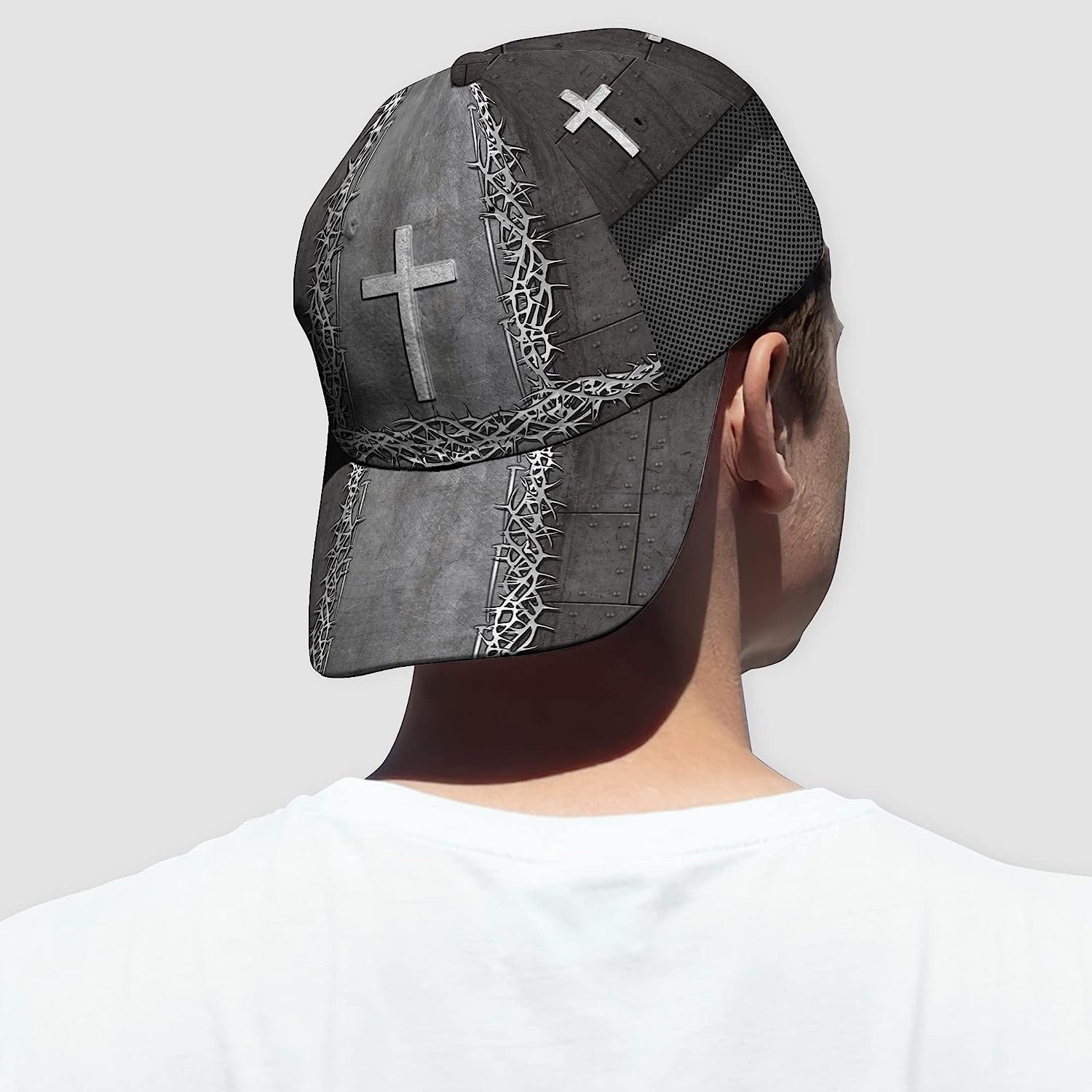 Christian Cross With Crown Of Thorn All Over Print Baseball Cap - Christian Hats For Men Women