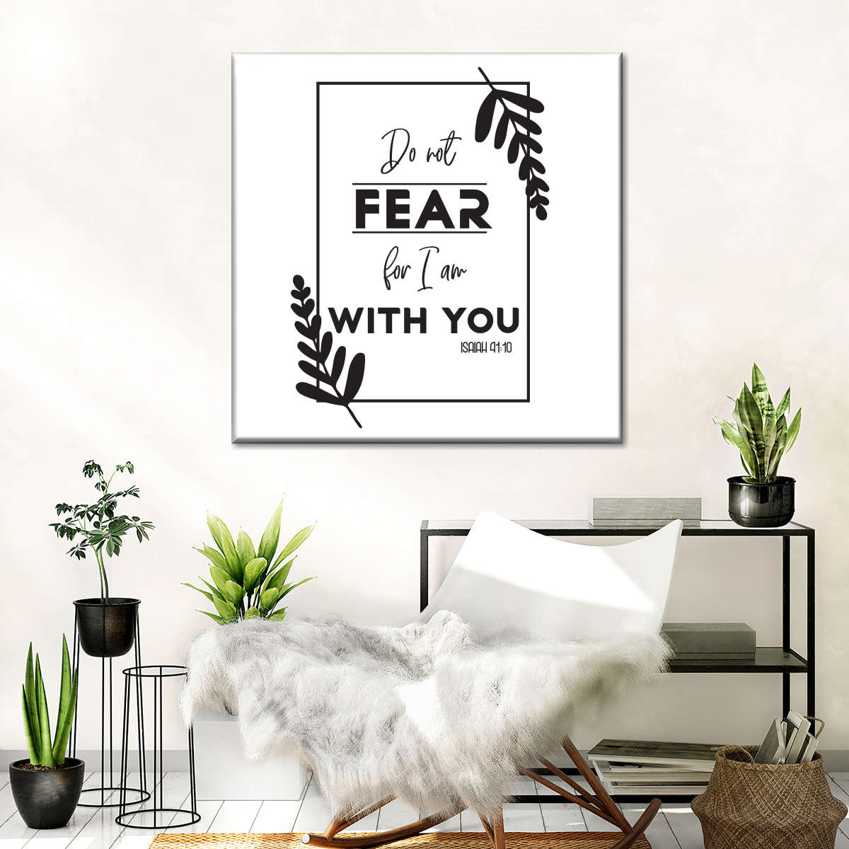 Christian Do Not Fear I Am With You Bible Verse Square Canvas Wall Art - Bible Verse Wall Art Canvas - Religious Wall Hanging