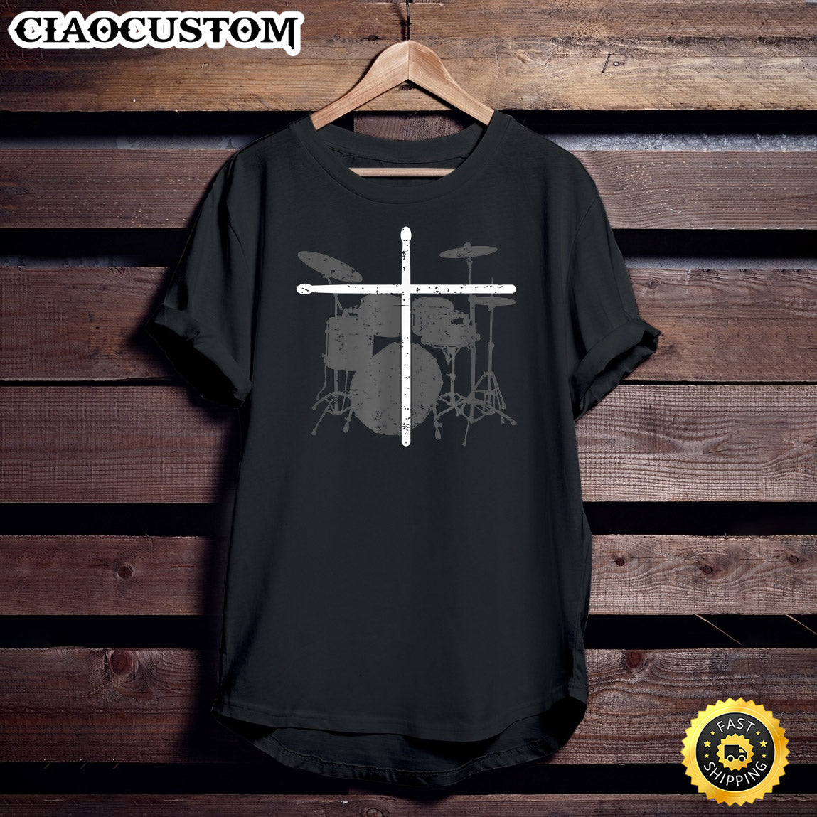 Christian Drummer Jesus Christ Drum Sticks Cross - Worship T-Shirt - Christian Shirt