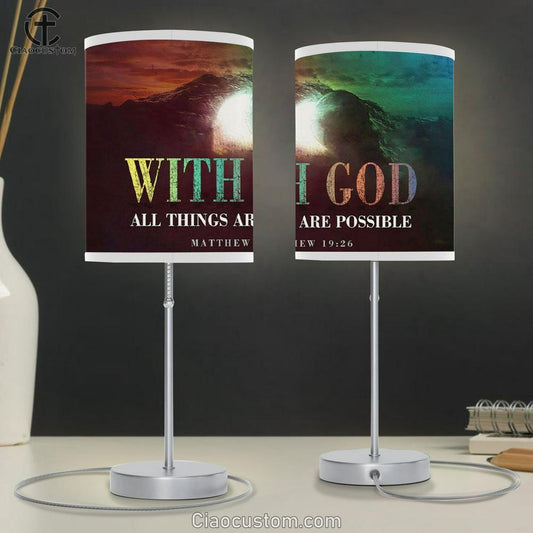 Christian Easter Gifts Matthew 1926 With God All Things Are Possible Table Lamp For Bedroom - Christian Room Decor