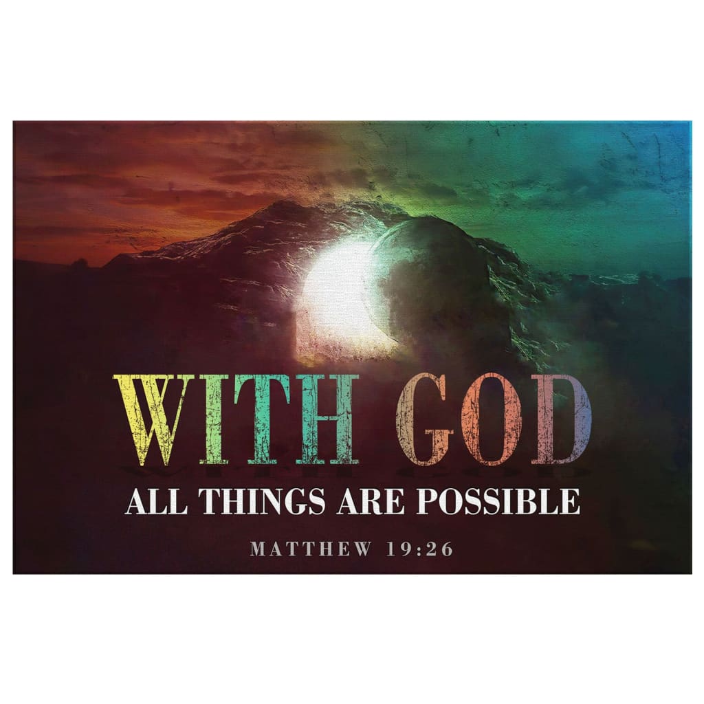 Christian Easter Gifts Matthew 1926 With God All Things Are Possible Wall Art Canvas - Religious Wall Decor
